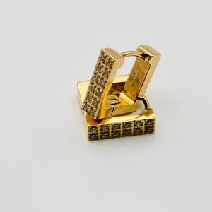 MIA-Gold Square Hoop Earrings with Rhinestones